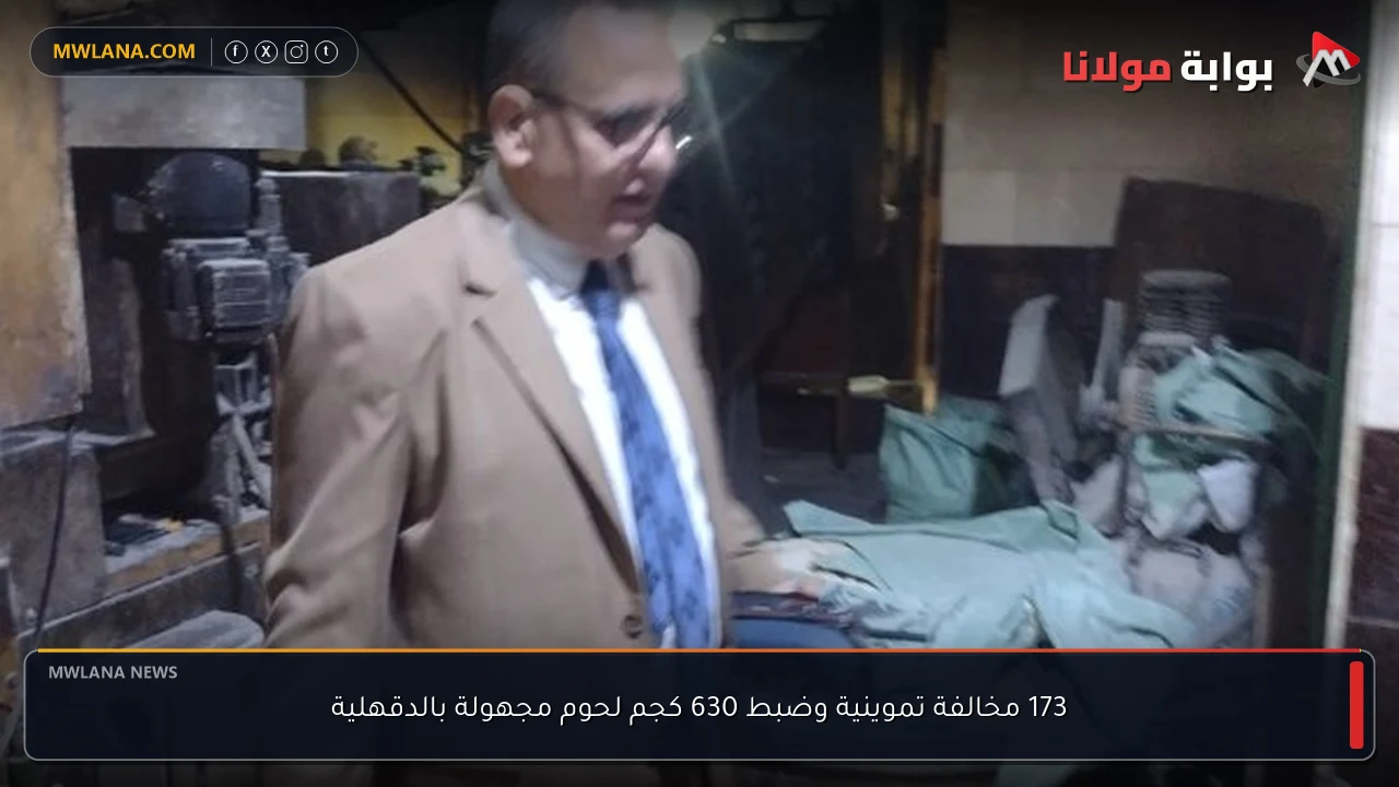 173 مخالفة تموينية وضبط 630 كجم لحوم مجهولة بالدقهلية