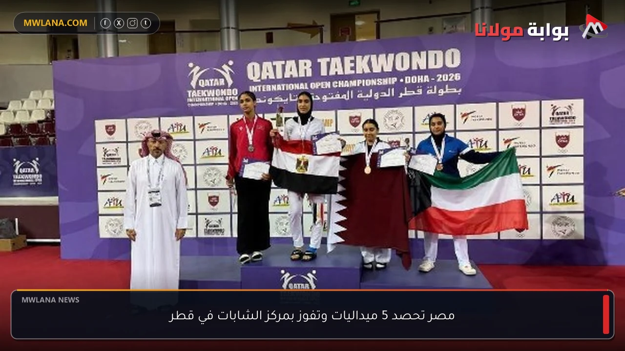 مصر تحصد 5 ميداليات وتفوز بمركز الشابات في قطر
