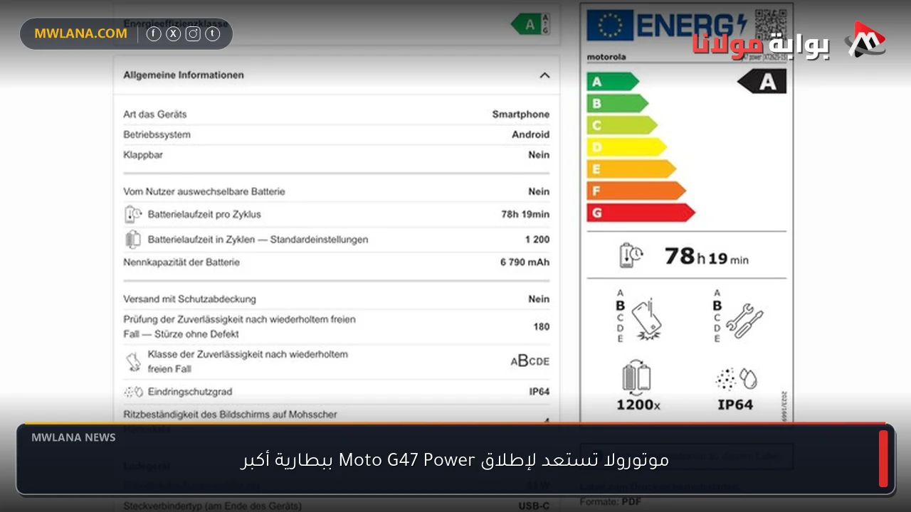 موتورولا تستعد لإطلاق Moto G47 Power ببطارية أكبر