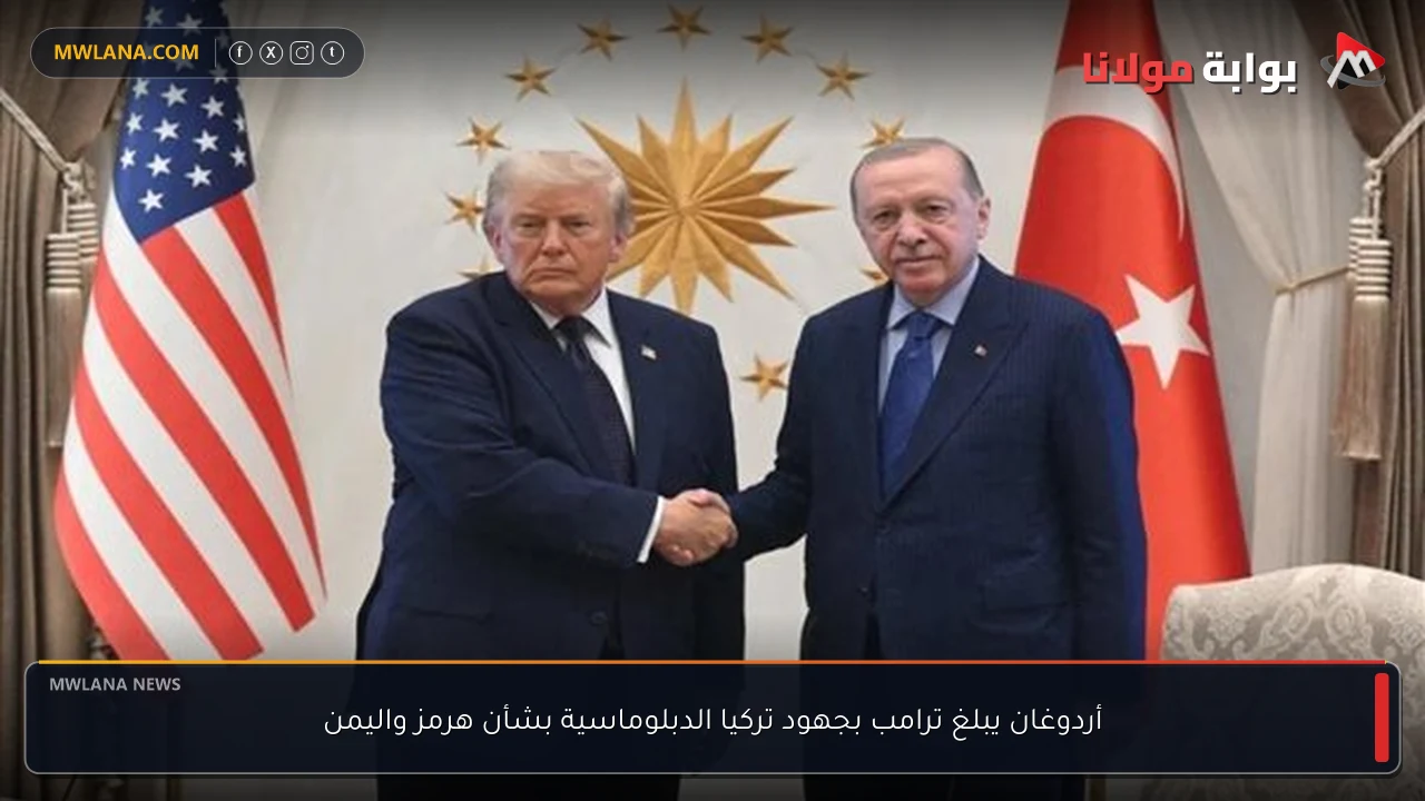 أردوغان يبلغ ترامب بجهود تركيا الدبلوماسية بشأن هرمز واليمن
