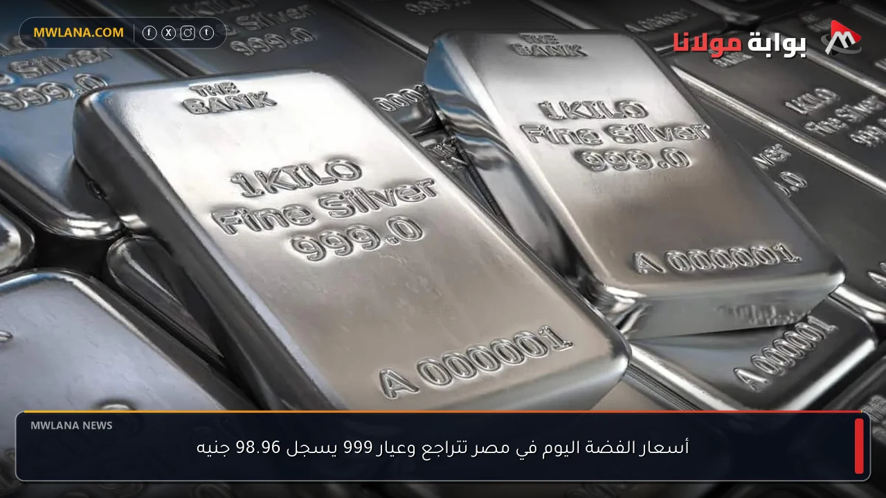 أسعار الفضة اليوم في مصر تتراجع وعيار 999 يسجل 98.96 جنيه