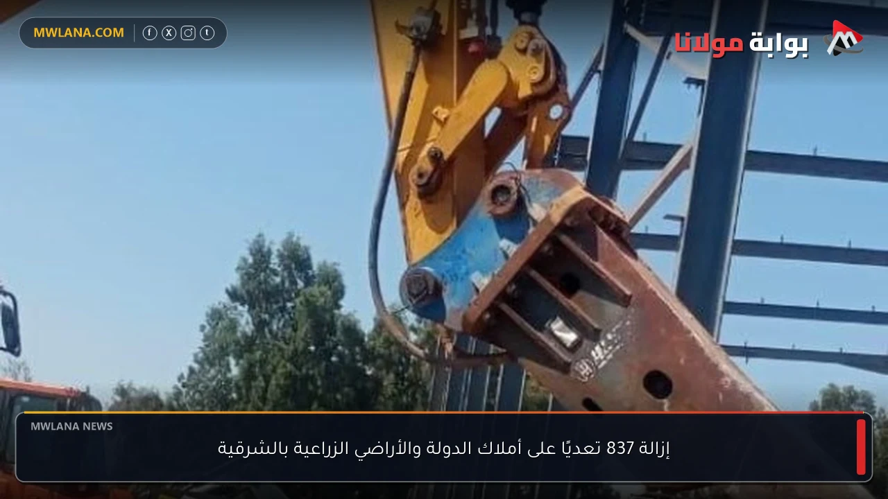 إزالة 837 تعديًا على أملاك الدولة والأراضي الزراعية بالشرقية