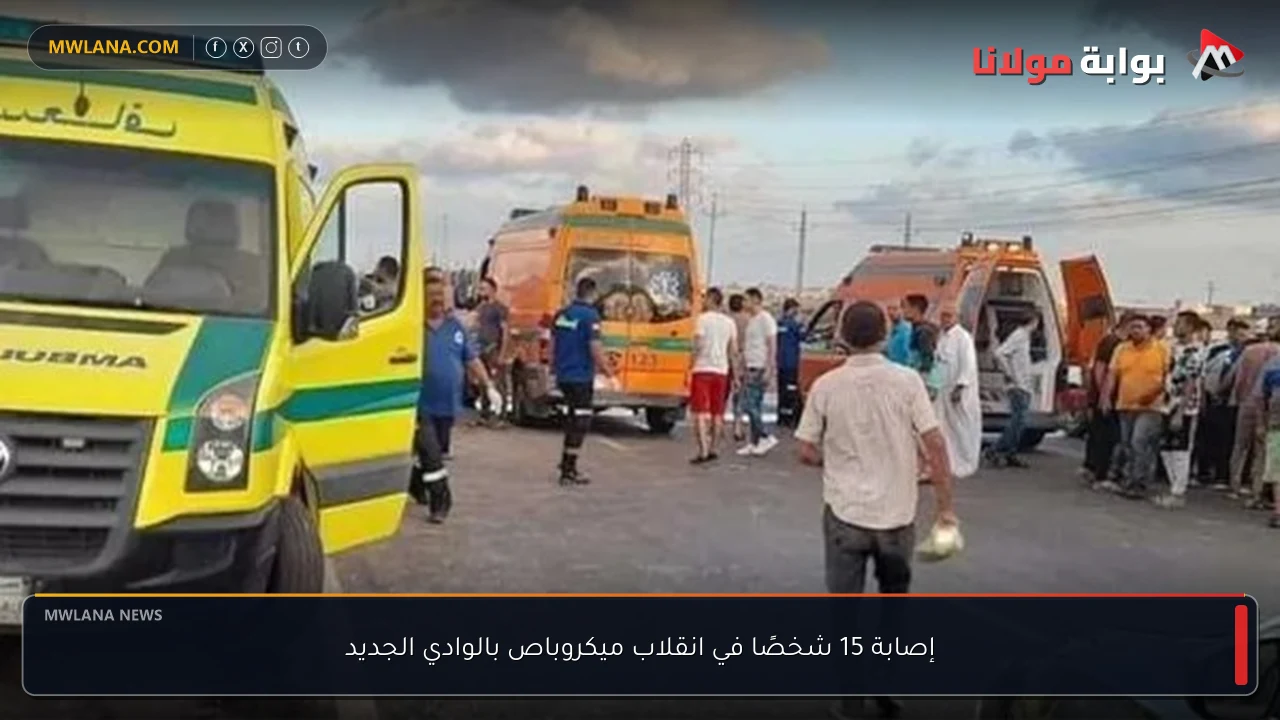 إصابة 15 شخصًا في انقلاب ميكروباص بالوادي الجديد