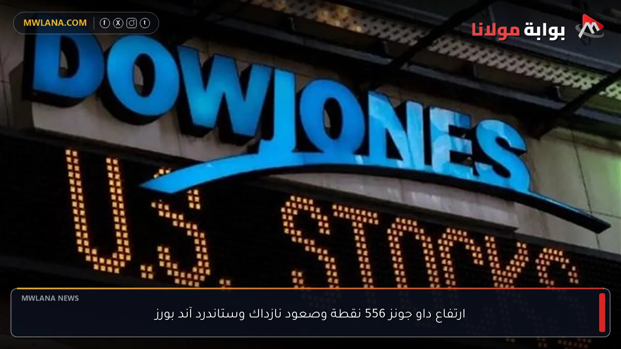 ارتفاع داو جونز 556 نقطة وصعود نازداك وستاندرد آند بورز