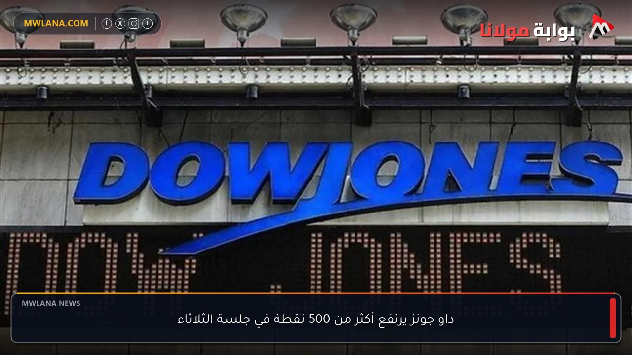 داو جونز يرتفع أكثر من 500 نقطة في جلسة الثلاثاء