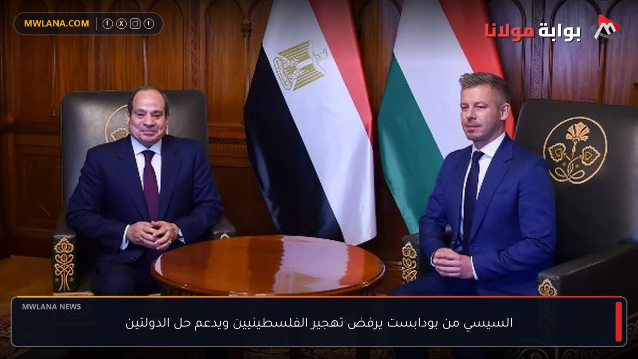 السيسي من بودابست يرفض تهجير الفلسطينيين ويدعم حل الدولتين