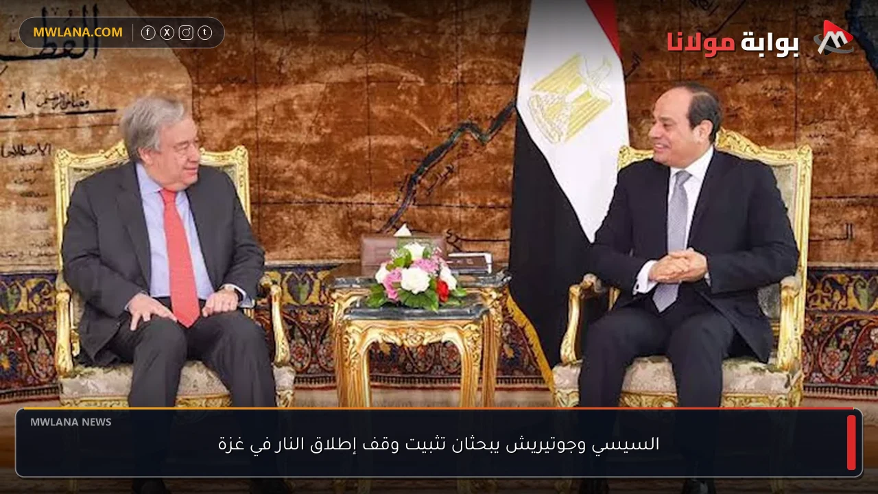 السيسي وجوتيريش يبحثان تثبيت وقف إطلاق النار في غزة