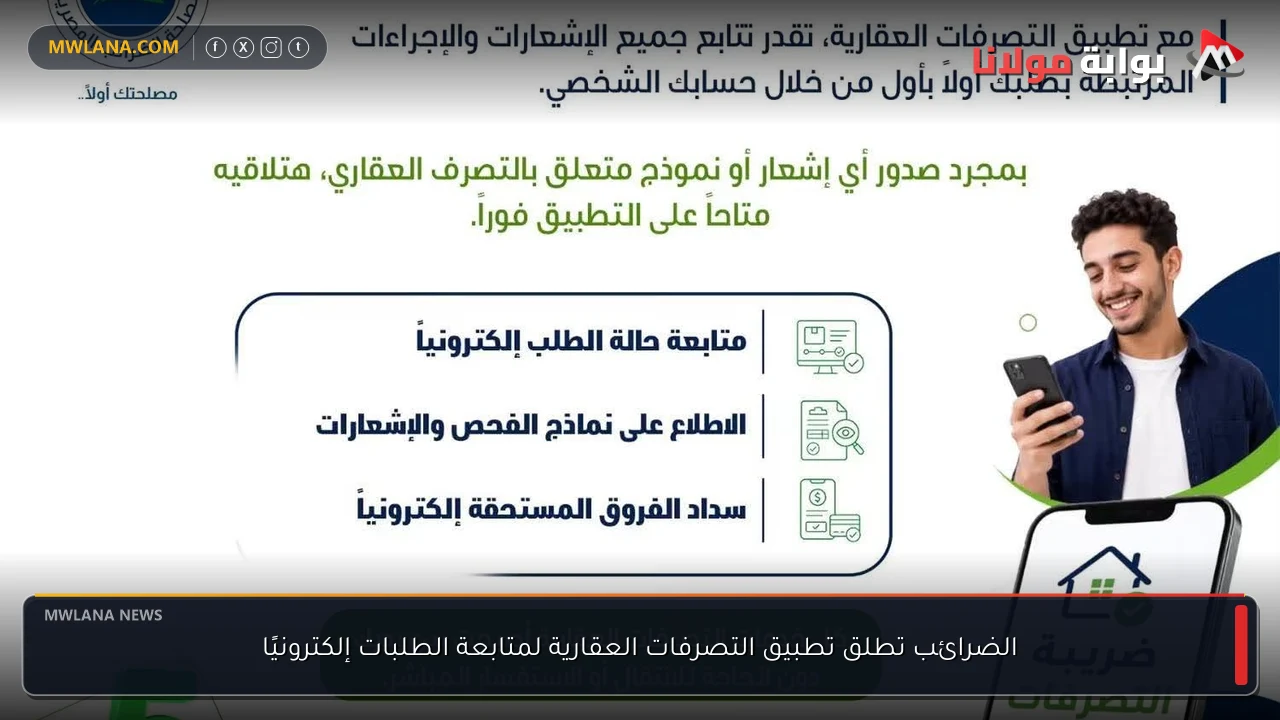 الضرائب تطلق تطبيق التصرفات العقارية لمتابعة الطلبات إلكترونيًا