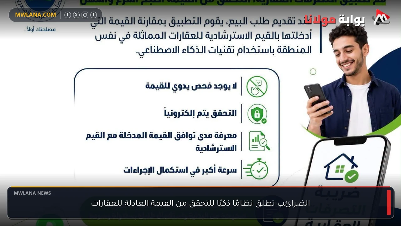 الضرائب تطلق نظامًا ذكيًا للتحقق من القيمة العادلة للعقارات