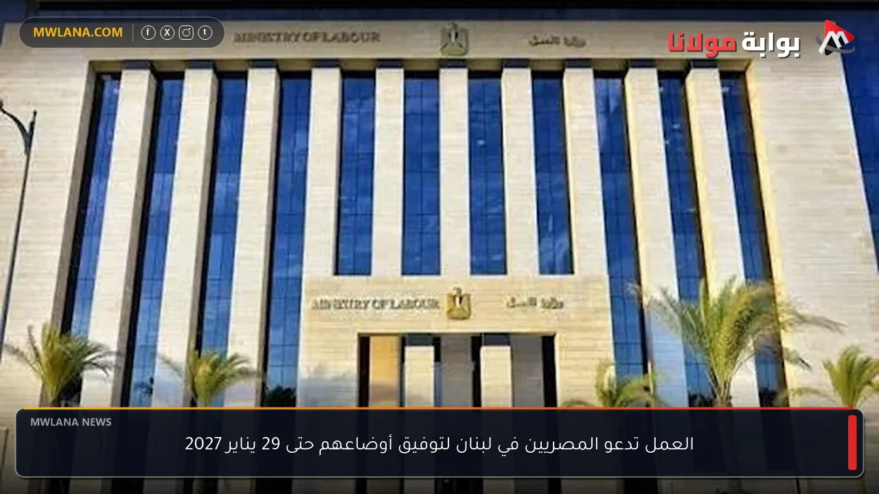 العمل تدعو المصريين في لبنان لتوفيق أوضاعهم حتى 29 يناير 2027