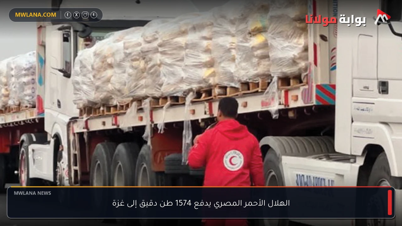 الهلال الأحمر المصري يدفع 1574 طن دقيق إلى غزة