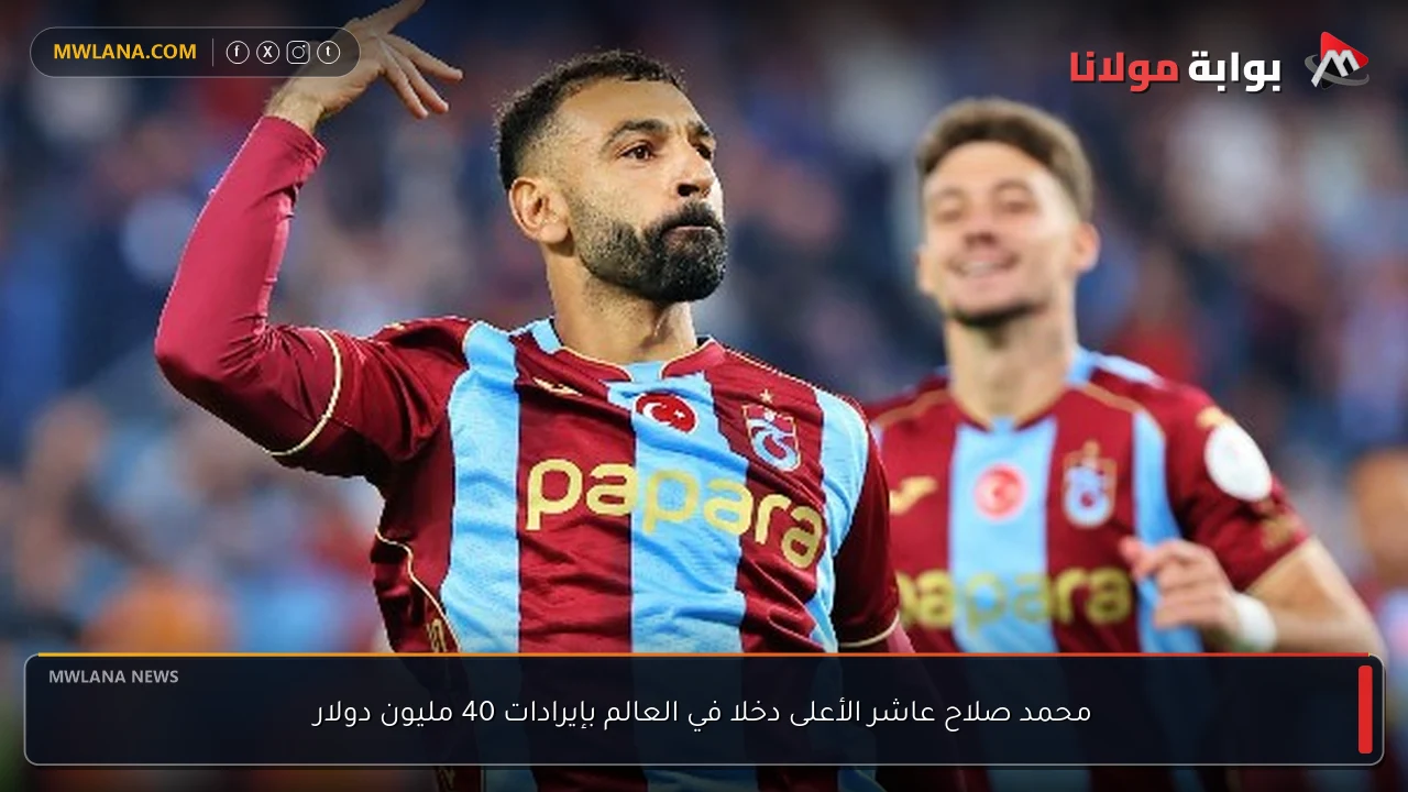 محمد صلاح عاشر الأعلى دخلا في العالم بإيرادات 40 مليون دولار