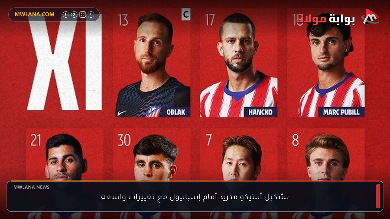 تشكيل أتلتيكو مدريد أمام إسبانيول مع تغييرات واسعة