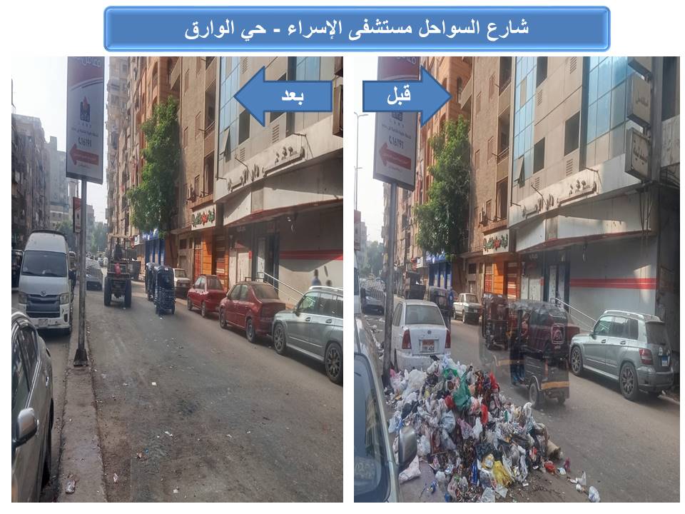  حملات مكثفة لرفع كفاءة النظافة بنطاق حي الوراق