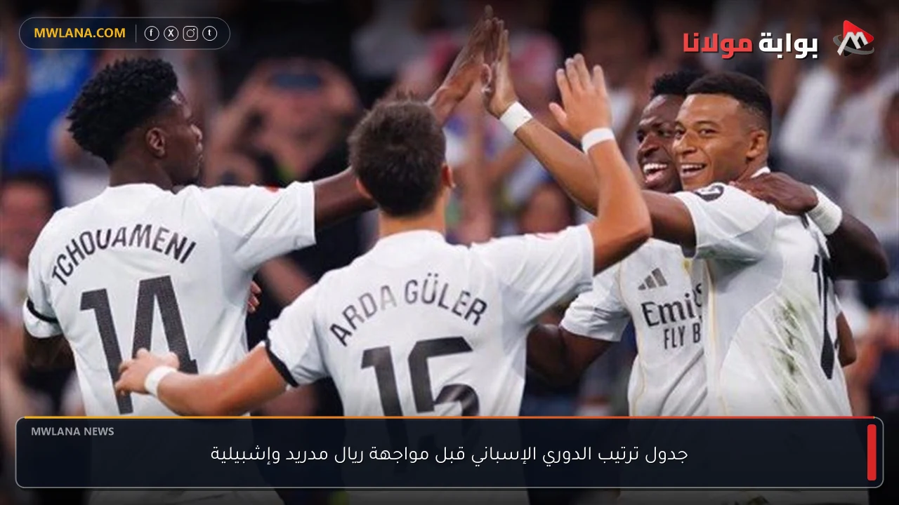 جدول ترتيب الدوري الإسباني قبل مواجهة ريال مدريد وإشبيلية