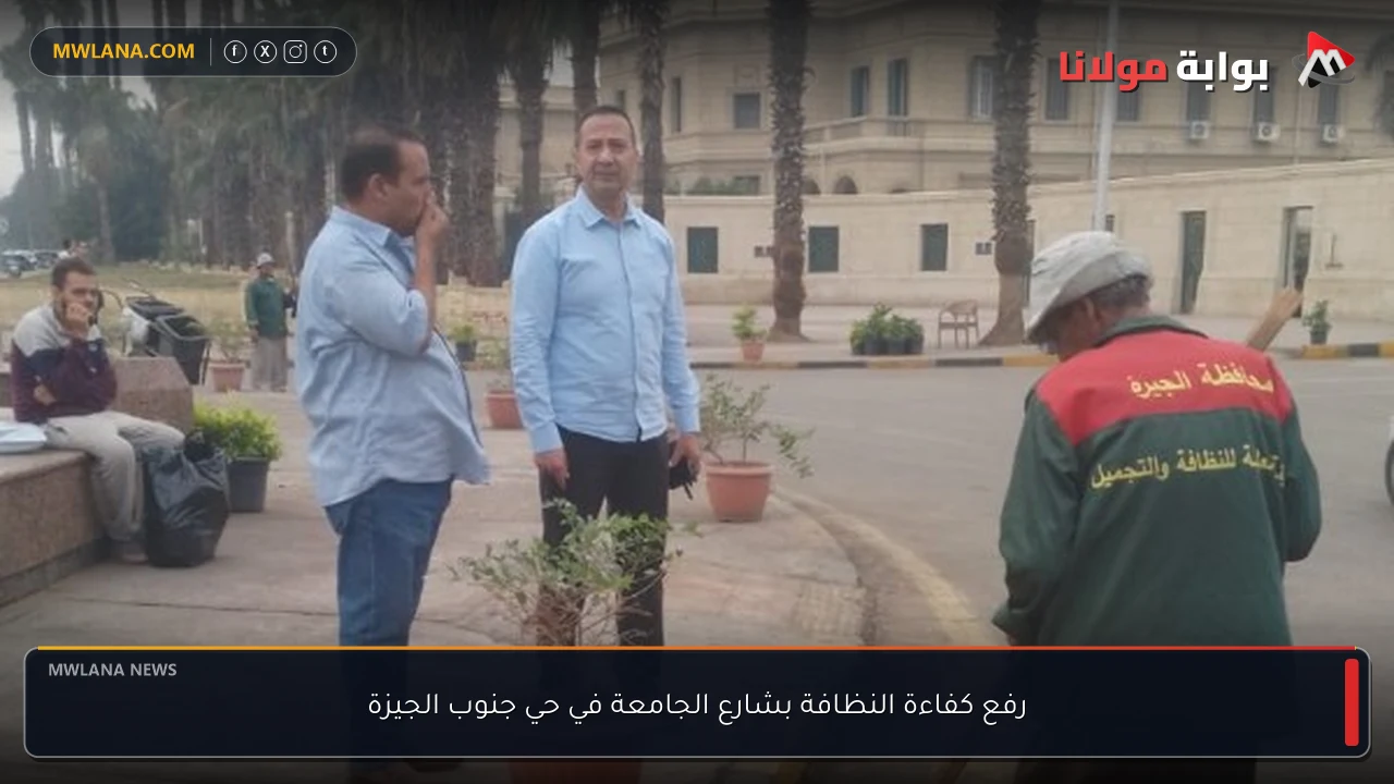رفع كفاءة النظافة بشارع الجامعة في حي جنوب الجيزة
