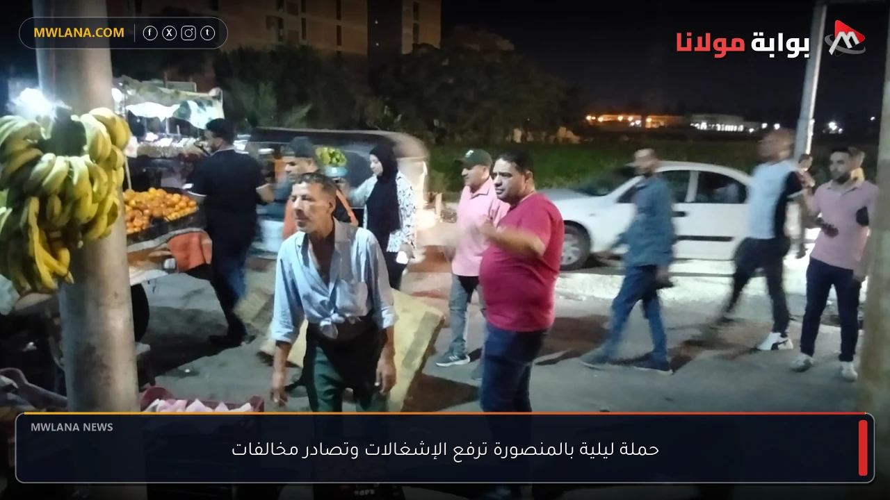 حملة ليلية بالمنصورة ترفع الإشغالات وتصادر مخالفات