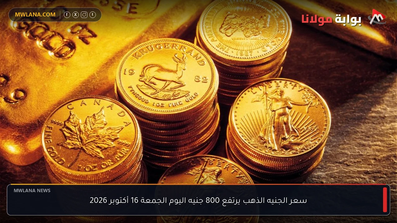 سعر الجنيه الذهب يرتفع 800 جنيه اليوم الجمعة 16 أكتوبر 2026