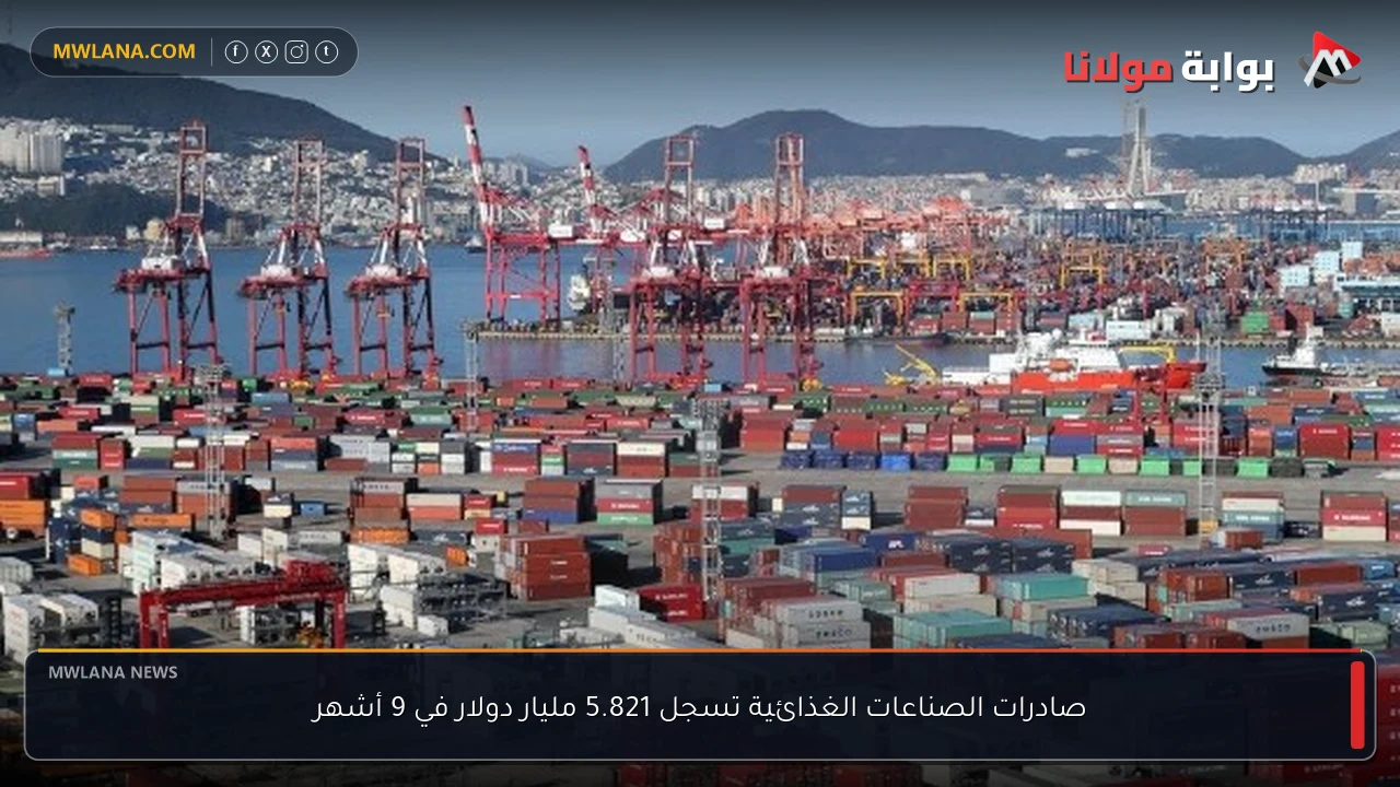 صادرات الصناعات الغذائية تسجل 5.821 مليار دولار في 9 أشهر