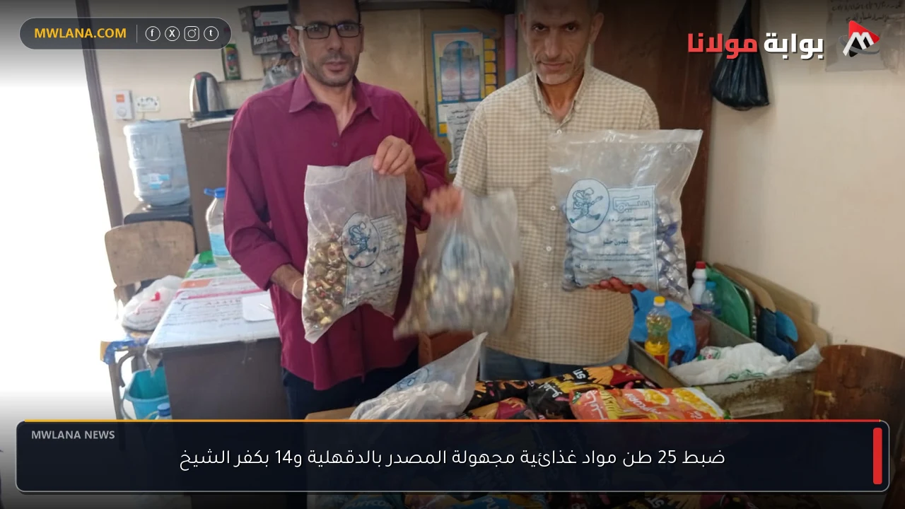 ضبط 25 طن مواد غذائية مجهولة المصدر بالدقهلية و14 بكفر الشيخ