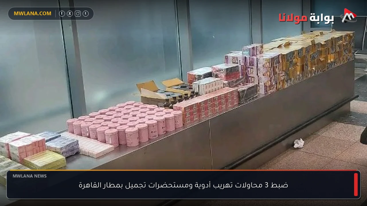 ضبط 3 محاولات تهريب أدوية ومستحضرات تجميل بمطار القاهرة