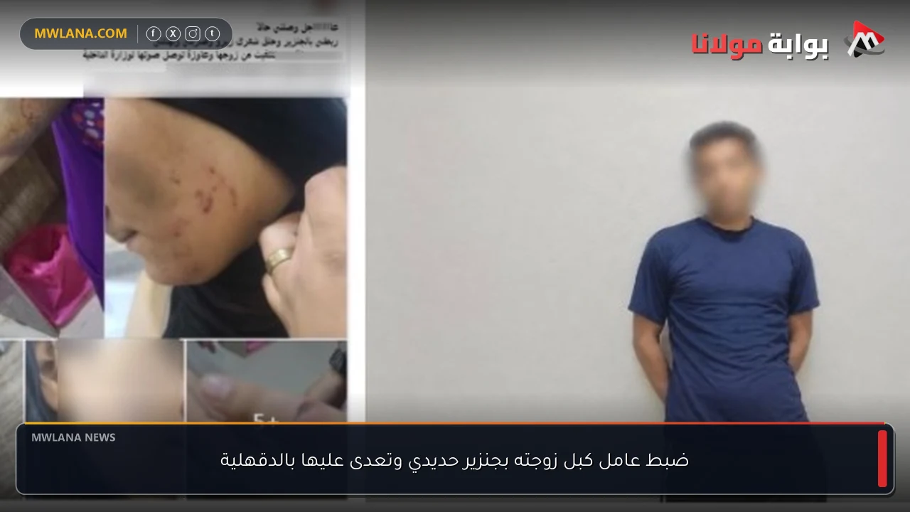 ضبط عامل كبل زوجته بجنزير حديدي وتعدى عليها بالدقهلية