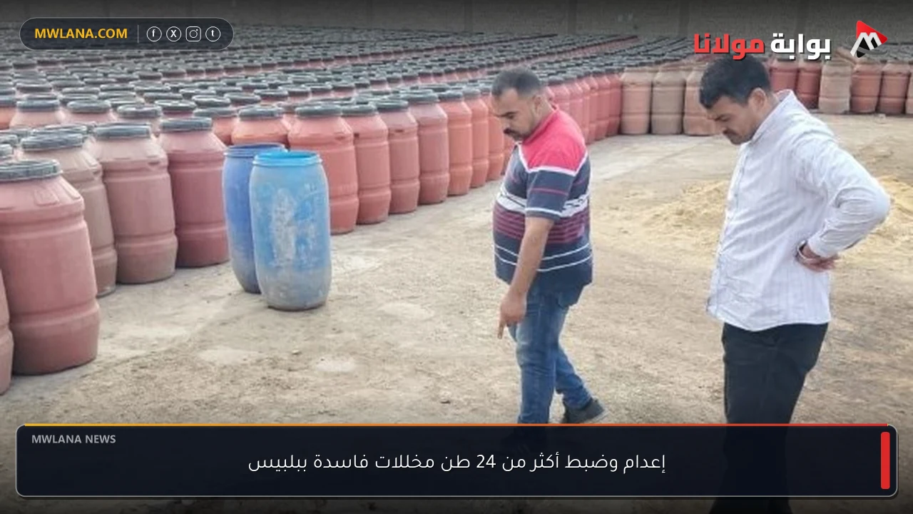 إعدام وضبط أكثر من 24 طن مخللات فاسدة ببلبيس