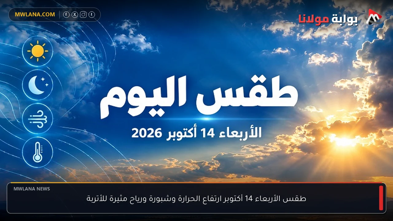 طقس الأربعاء 14 أكتوبر ارتفاع الحرارة وشبورة ورياح مثيرة للأتربة