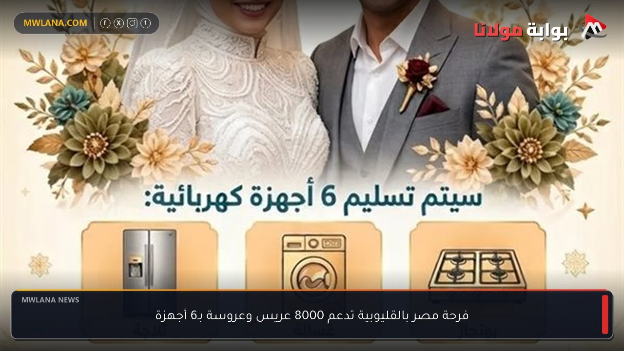 فرحة مصر بالقليوبية تدعم 8000 عريس وعروسة بـ6 أجهزة