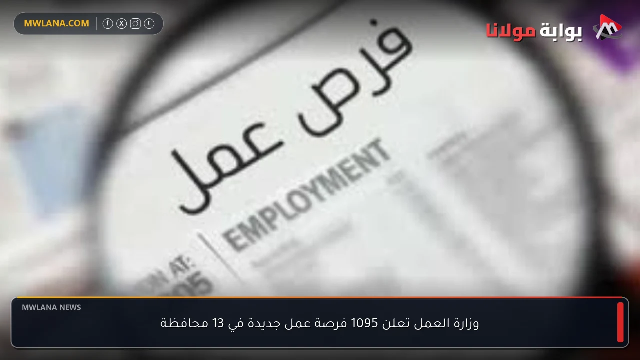 وزارة العمل تعلن 1095 فرصة عمل جديدة في 13 محافظة