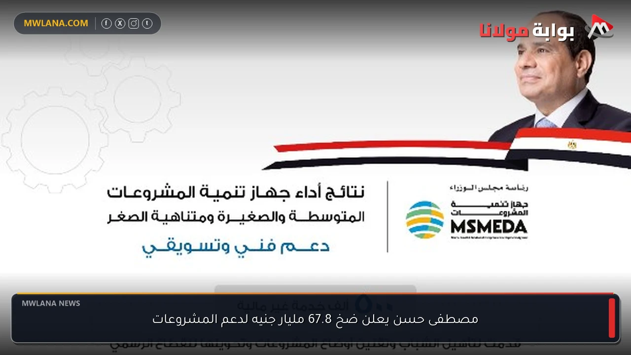 مصطفى حسن يعلن ضخ 67.8 مليار جنيه لدعم المشروعات