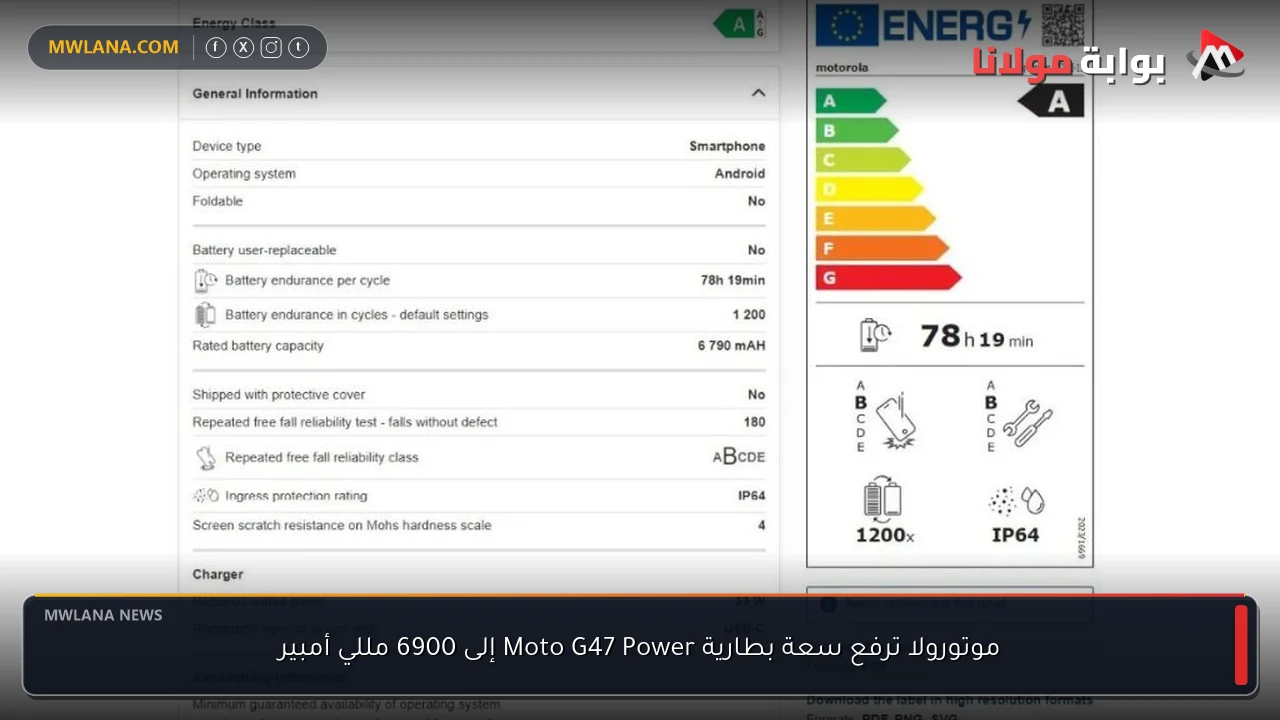 موتورولا ترفع سعة بطارية Moto G47 Power إلى 6900 مللي أمبير