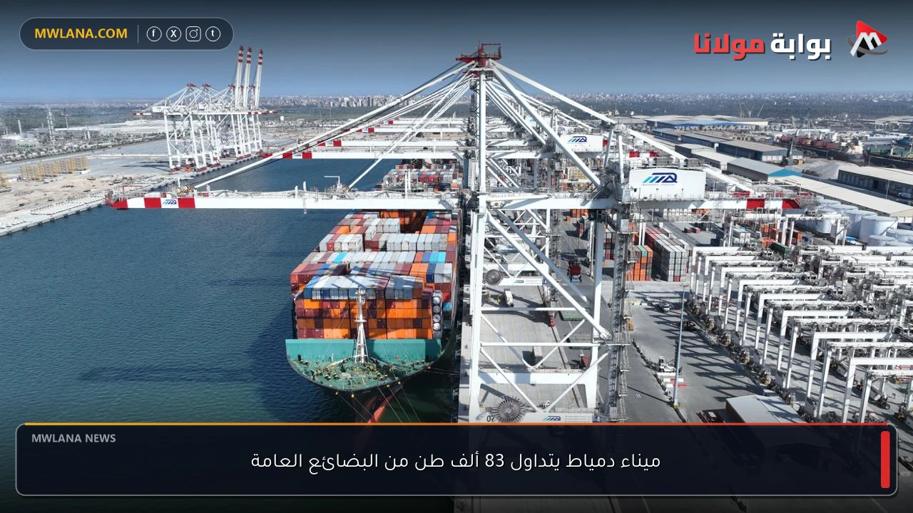 ميناء دمياط يتداول 83 ألف طن من البضائع العامة