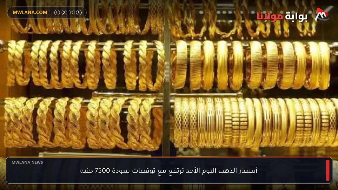 أسعار الذهب اليوم الأحد ترتفع مع توقعات بعودة 7500 جنيه