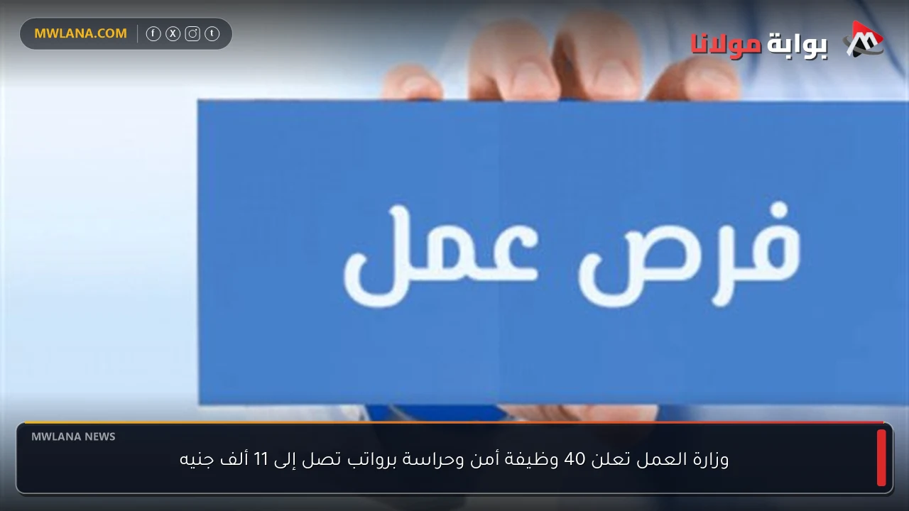 وزارة العمل تعلن 40 وظيفة أمن وحراسة برواتب تصل إلى 11 ألف جنيه