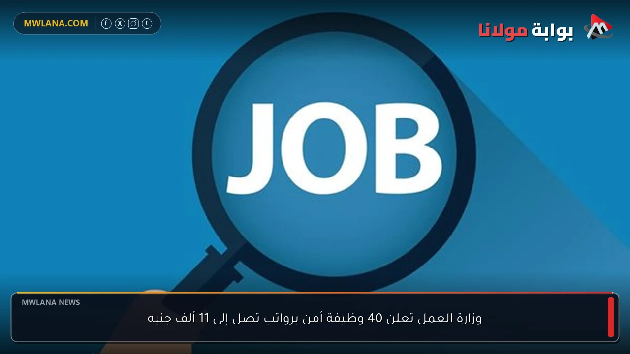 وزارة العمل تعلن 40 وظيفة أمن برواتب تصل إلى 11 ألف جنيه