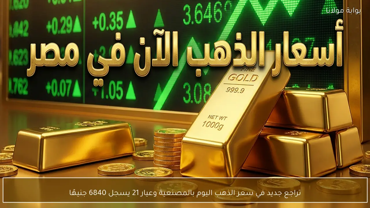 تراجع جديد في سعر الذهب اليوم بالمصنعية وعيار 21 يسجل 6840 جنيهًا