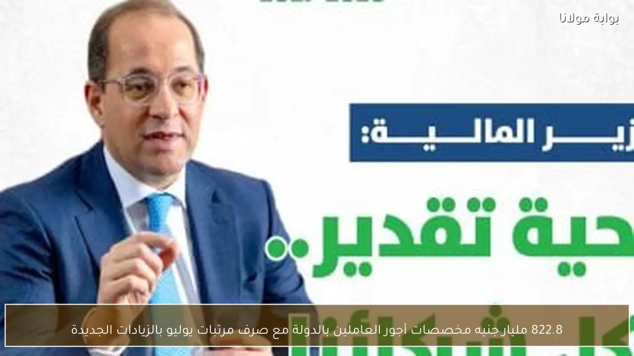 822.8 مليار جنيه مخصصات أجور العاملين بالدولة مع صرف مرتبات يوليو بالزيادات الجديدة
