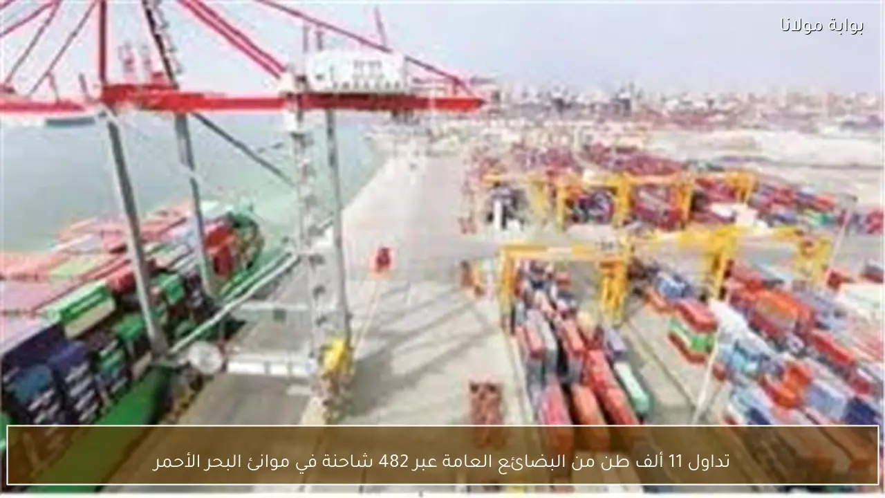 تداول 11 ألف طن من البضائع العامة عبر 482 شاحنة في موانئ البحر الأحمر