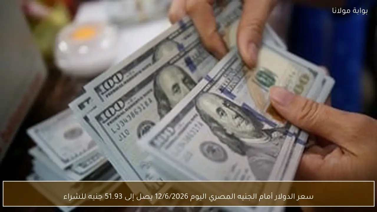 سعر الدولار أمام الجنيه المصري اليوم 12/6/2026 يصل إلى 51.93 جنيه للشراء