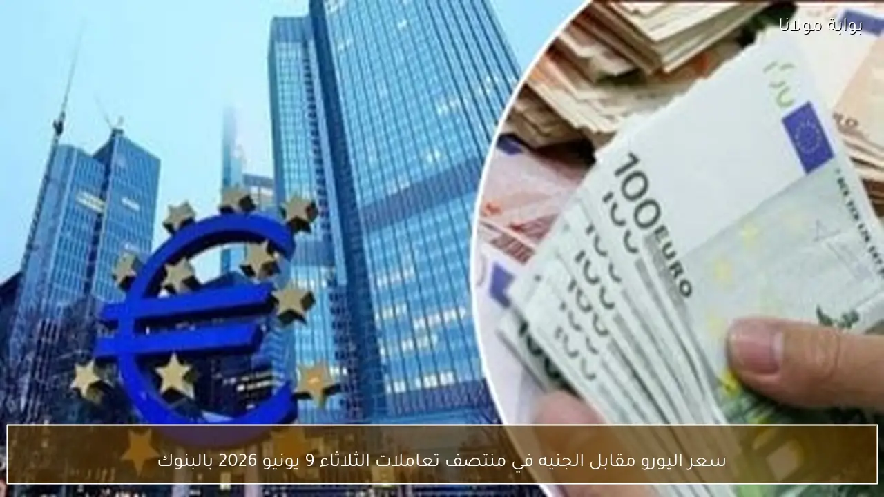 سعر اليورو مقابل الجنيه في منتصف تعاملات الثلاثاء 9 يونيو 2026 بالبنوك