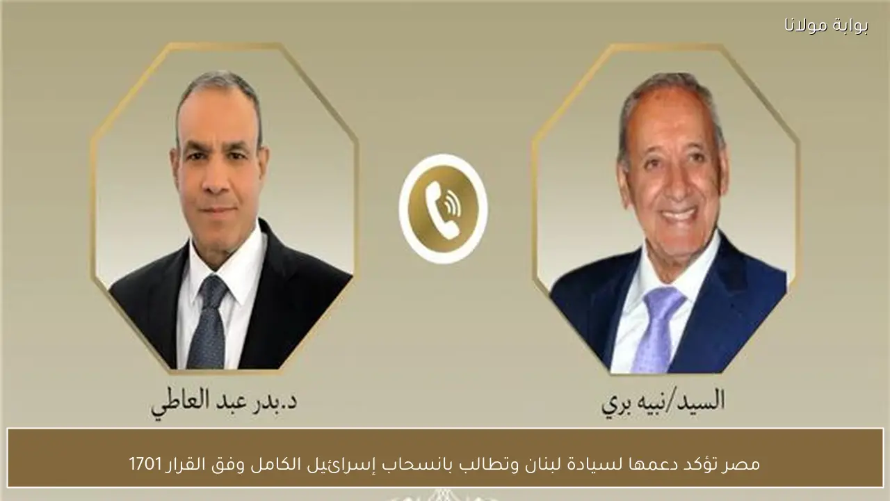 مصر تؤكد دعمها لسيادة لبنان وتطالب بانسحاب إسرائيل الكامل وفق القرار 1701