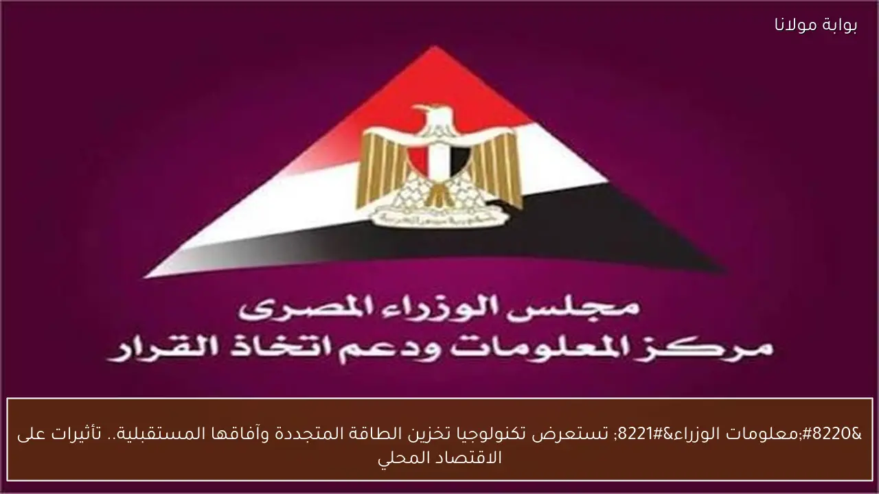 “معلومات الوزراء” تستعرض تكنولوجيا تخزين الطاقة المتجددة وآفاقها المستقبلية.. تأثيرات على الاقتصاد المحلي
