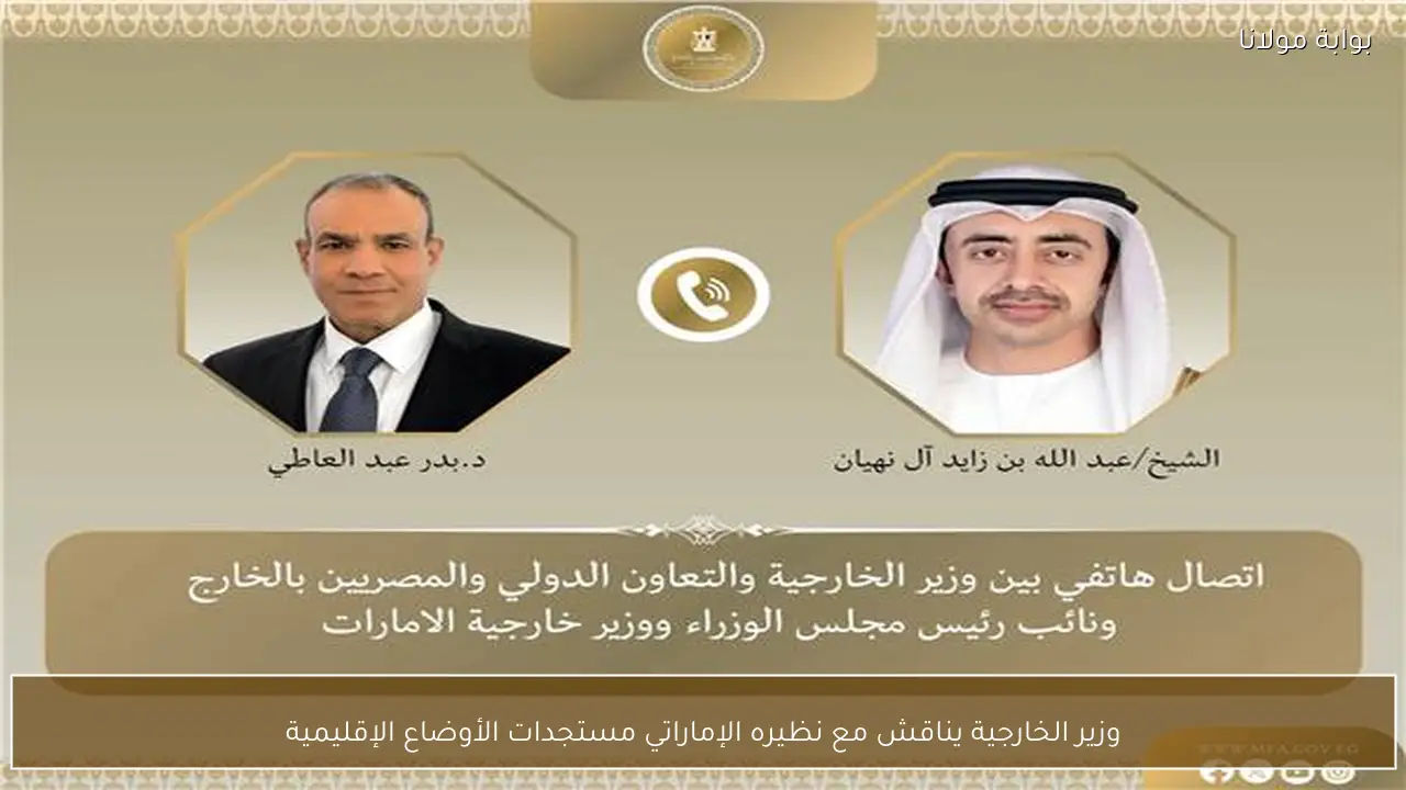 وزير الخارجية يناقش مع نظيره الإماراتي مستجدات الأوضاع الإقليمية