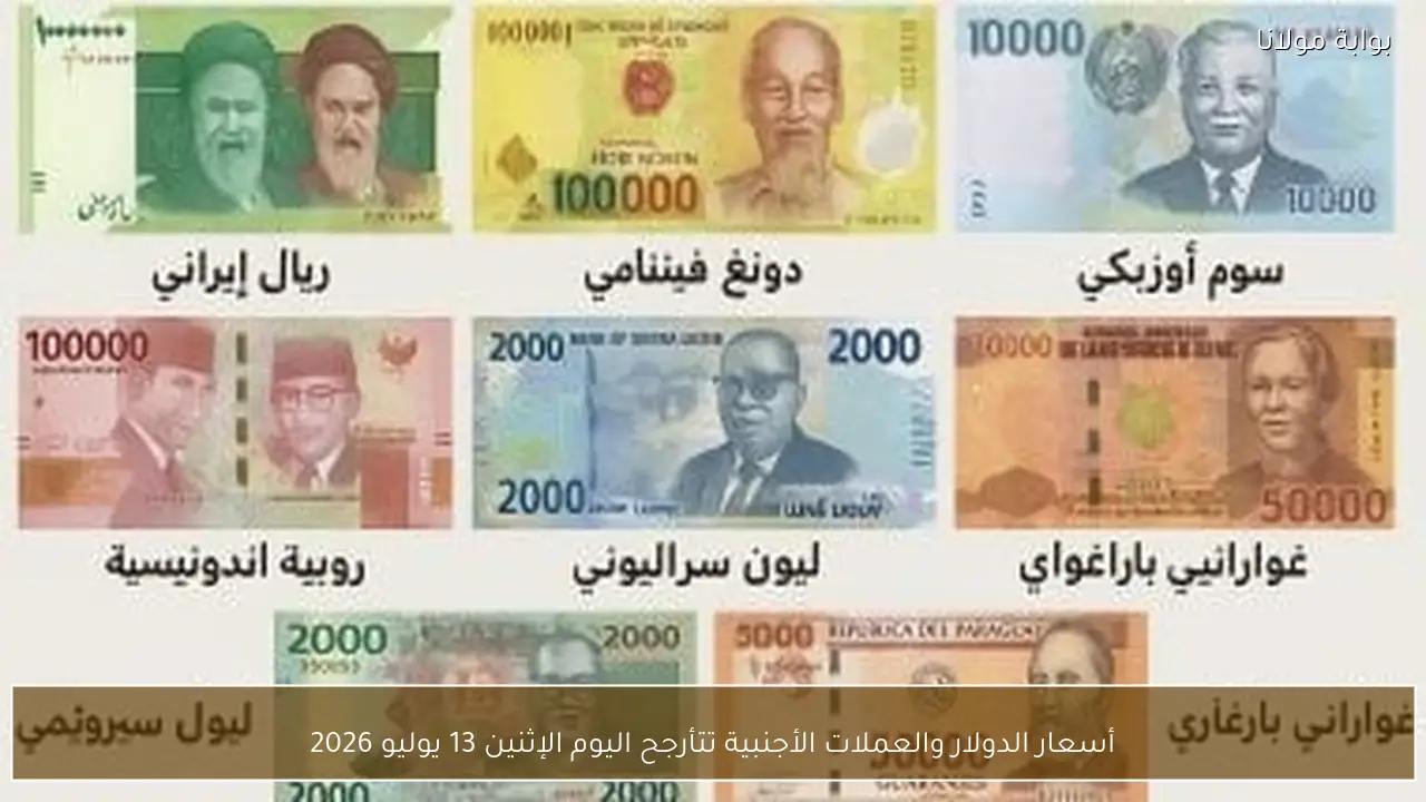 أسعار الدولار والعملات الأجنبية تتأرجح اليوم الإثنين 13 يوليو 2026