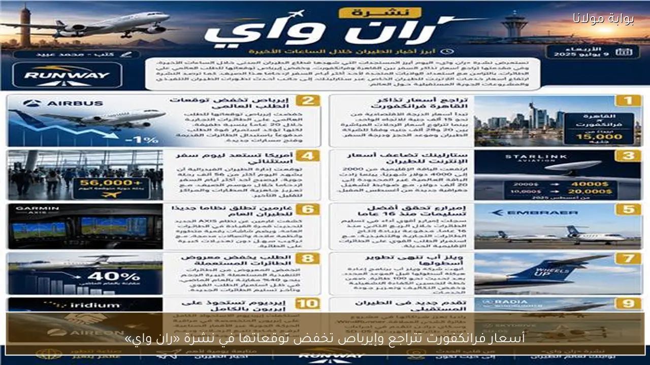 أسعار فرانكفورت تتراجع وإيرباص تخفض توقعاتها في نشرة «ران واي»