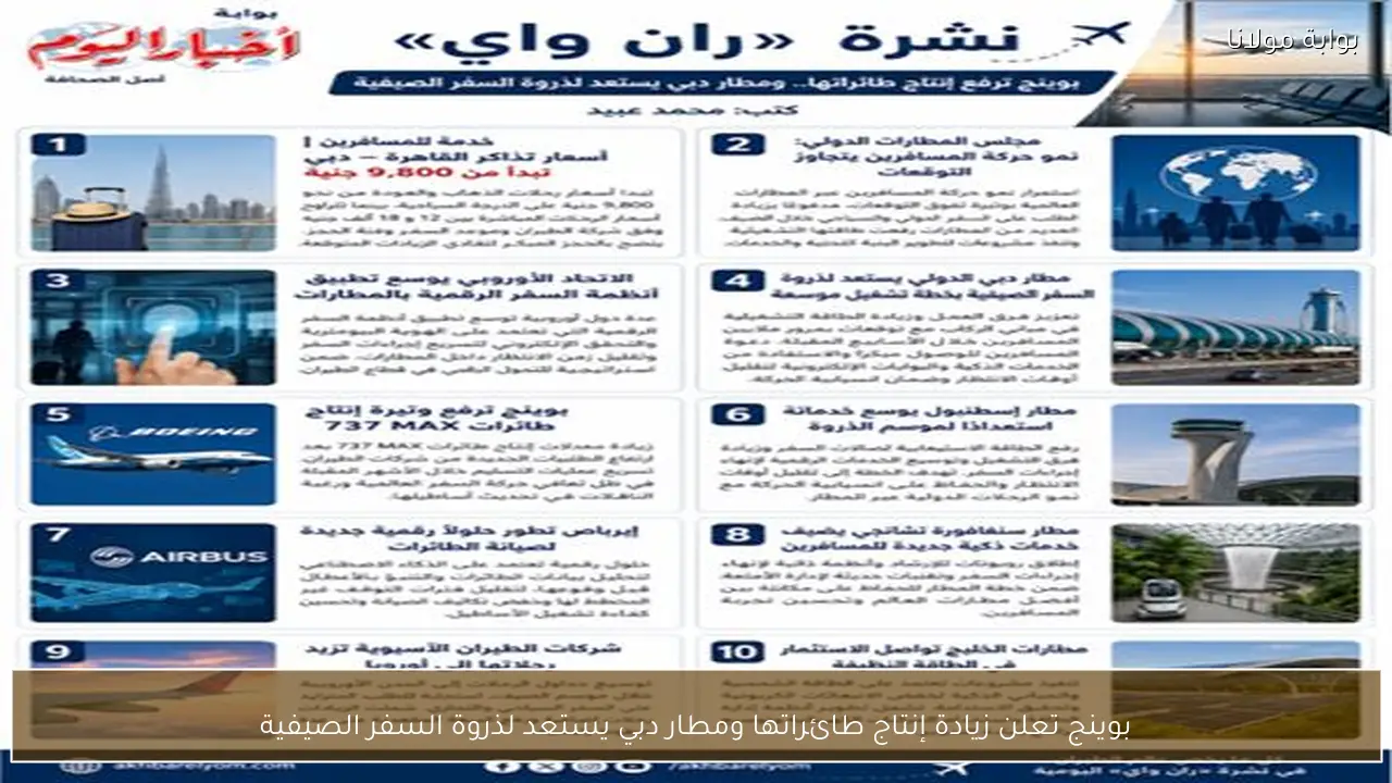 بوينج تعلن زيادة إنتاج طائراتها ومطار دبي يستعد لذروة السفر الصيفية