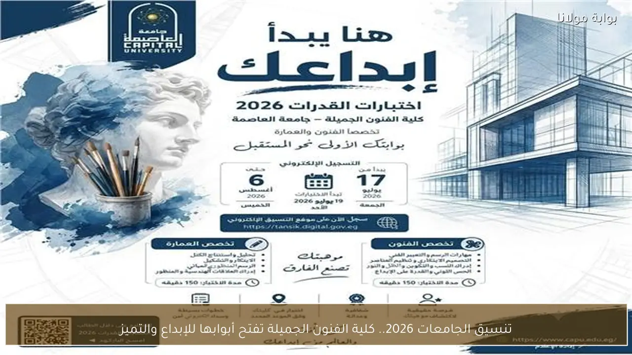 تنسيق الجامعات 2026.. كلية الفنون الجميلة تفتح أبوابها للإبداع والتميز