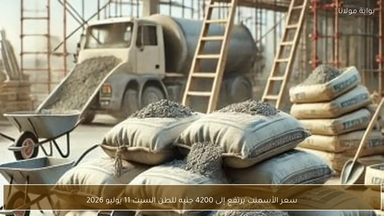 سعر الأسمنت يرتفع إلى 4200 جنيه للطن السبت 11 يوليو 2026