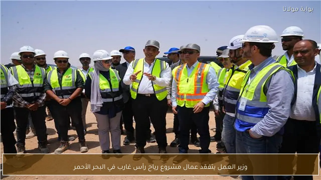 وزير العمل يتفقد عمال مشروع رياح رأس غارب في البحر الأحمر